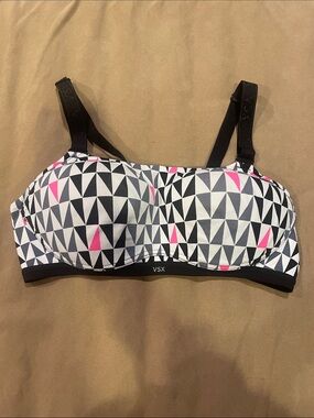 Victoria's Secret VSX Black, White & Pink Geometric Sports Bra
